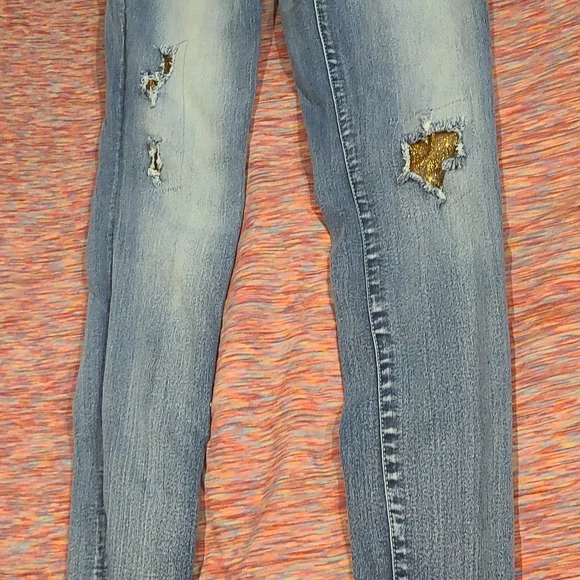Black Daisy Billie Jegging with Gold Patch Detailing, size 9/29 - Picture 2 of 9
